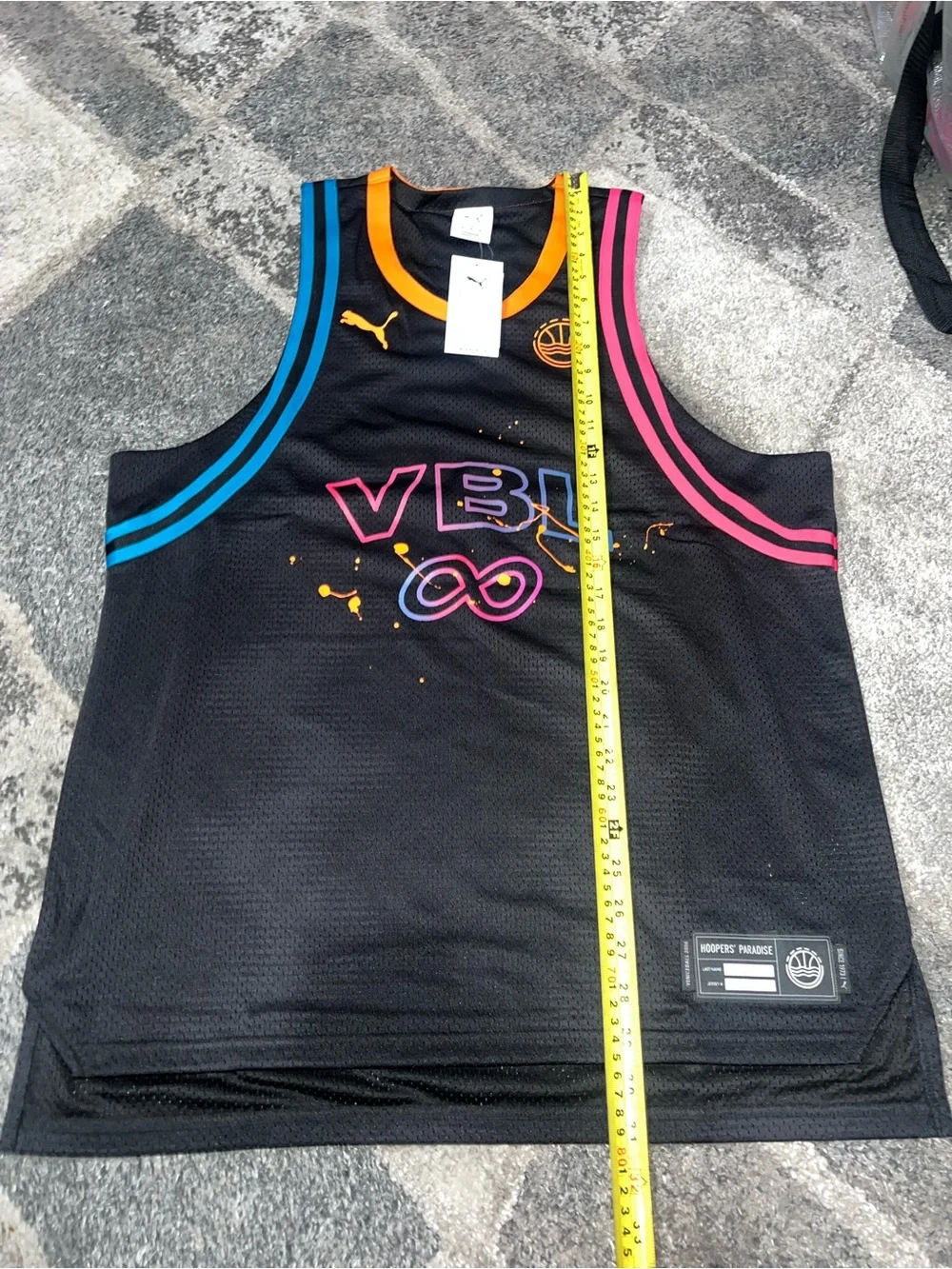 Puma Black Basketball Jersey with Orange Trim - Picture 7 of 9